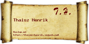 Thaisz Henrik névjegykártya